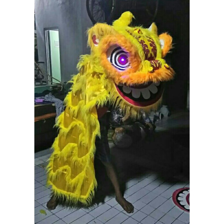 Update Barongsai remaja dewasa 6x5x45 cm kelopak berkedip mata nyala jubah 15 meter