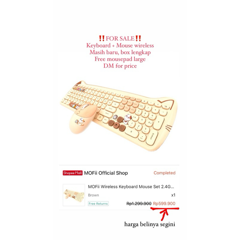 [PRELOVED] Mofii Set Keyboard Mouse Wireless