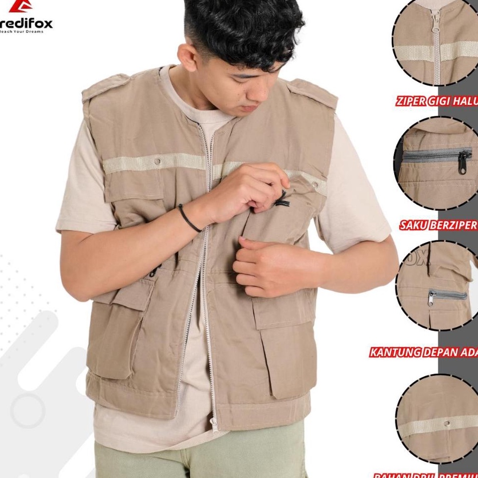 Langsung Checkout CREDIFOX Rompi tactical  rompi cargo  vest pria casual  rompi safety proyek  rompi