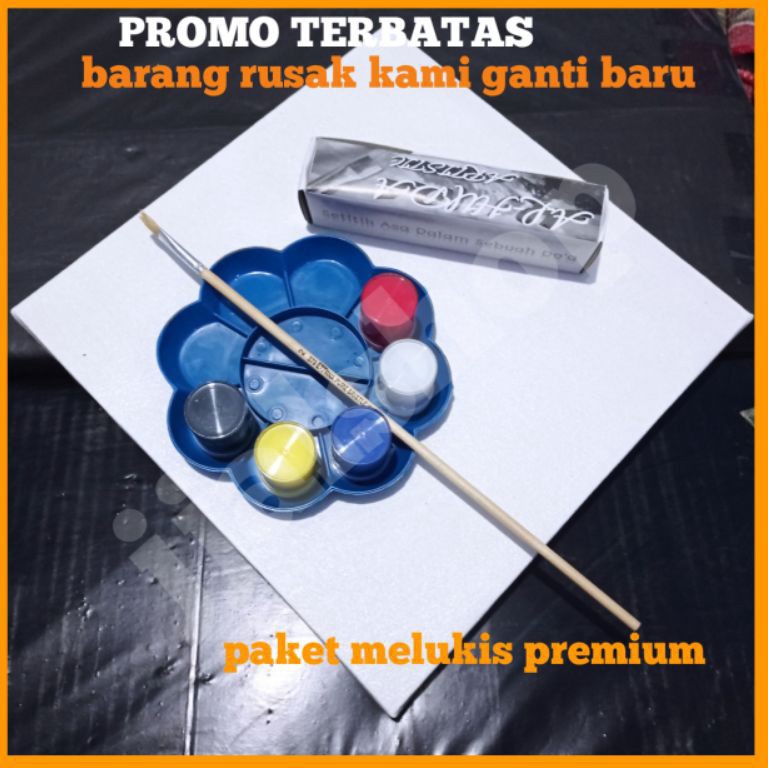 

KODE G57E paket lukis komplit ukuran 1x2 cat acrylic kuas palet melukis