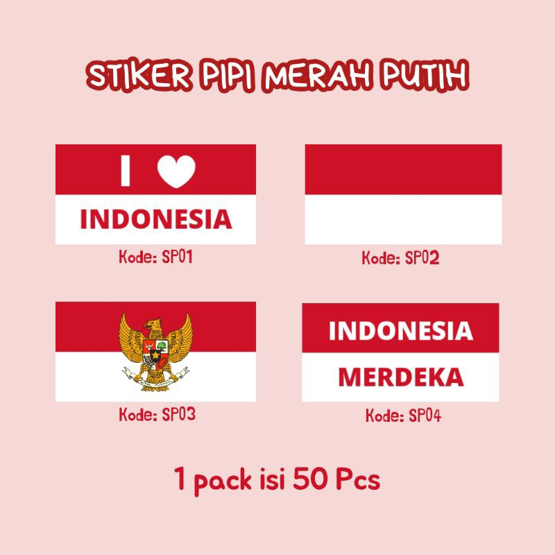 

STICKER STIKER PIPI BENDERA MERAH PUTIH STIKER HUT RI | Sticker Pipi Merah Putih 50 pcs | Tempelan Pipi Bendera Tempelan Stiker