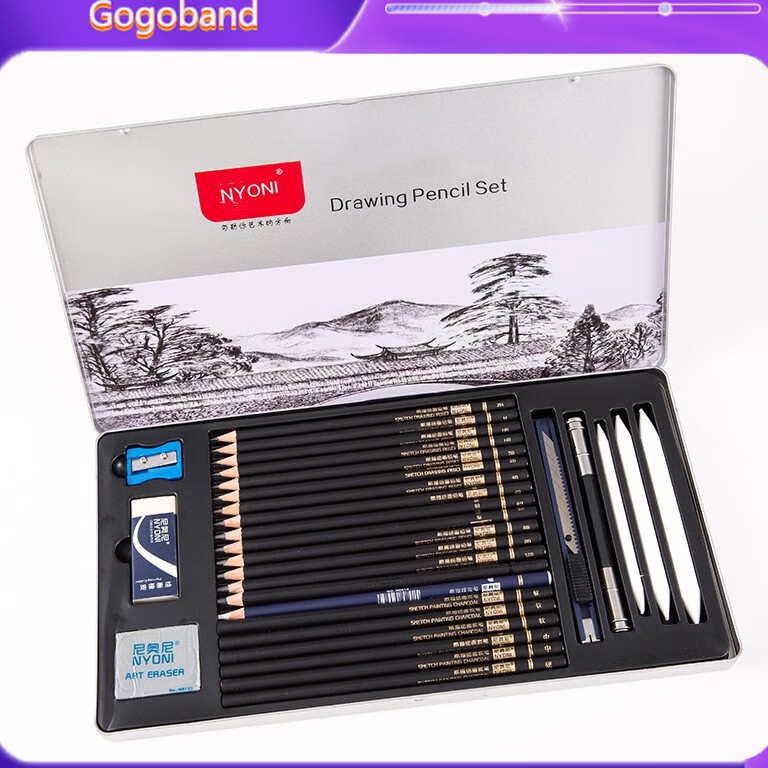

KODE B65U Perangkat sketsa pena karbon lebih mudah untuk membawa alat pelukis profesional pensil pemula siswa dengan alat sketsa persediaan seni arang sketsa pensil setelan