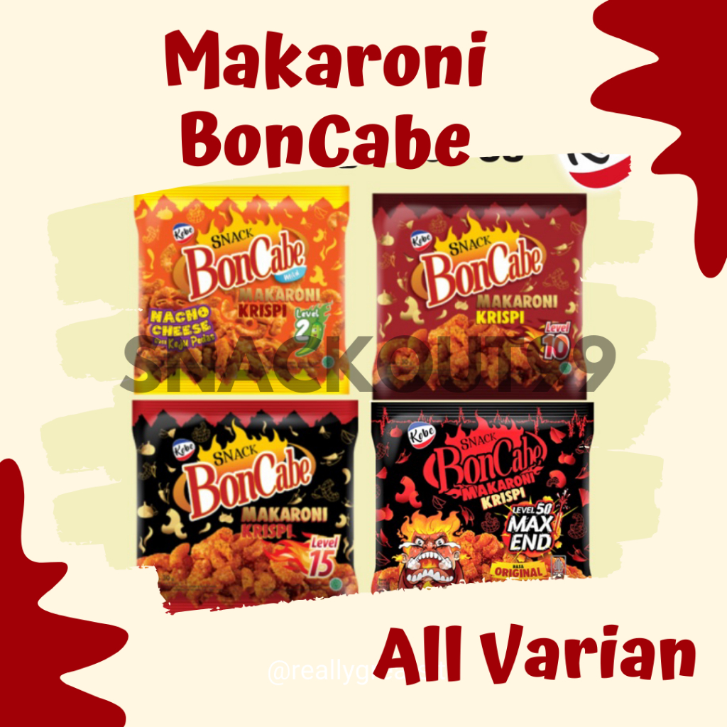 

Boncabe Makaroni Krispi Renceng All Varian Level 30 gram x 10 pcs