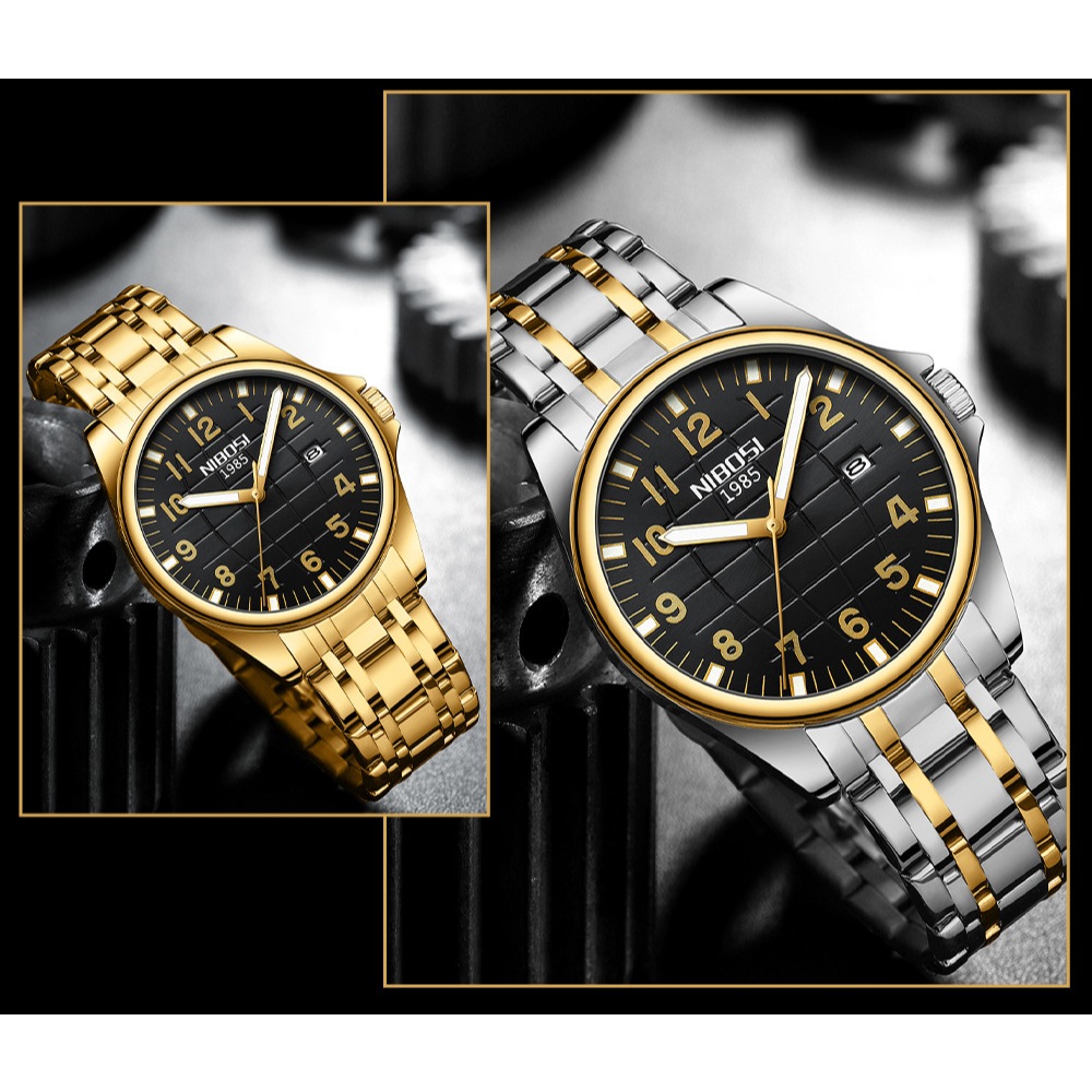 Jam Tangan Pria Original Watch Anti Tahan Air Stainless Analog Tanggal Chronograph Nibosi 2572 Medan