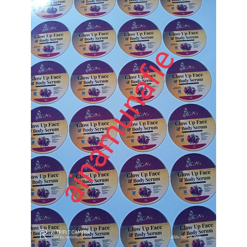 

Stiker / Label Tutup pot krim Grya Beauty ukuran 50 gram