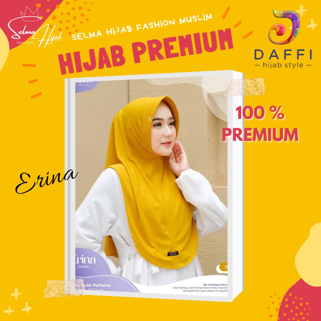 Erina Daffi Hijab Jilbab Instan Khimar Syari Murah Bahan Kualitas Premium Jersey High Twiss
