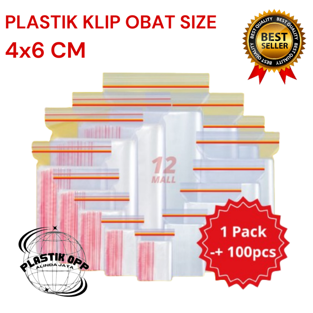 PLASTIK KLIP SIZE 4 X 6 - KANTONG KLIP BENING UKURAN 4X6 ISI 100 LEMBAR TEBAL / PLASTIK ZIPLOCK