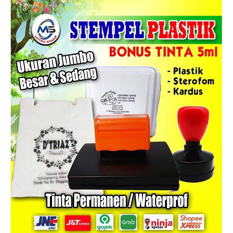 

Stempel plastik/sterofoam/mika/kaca/kerdus+free tinta permanent