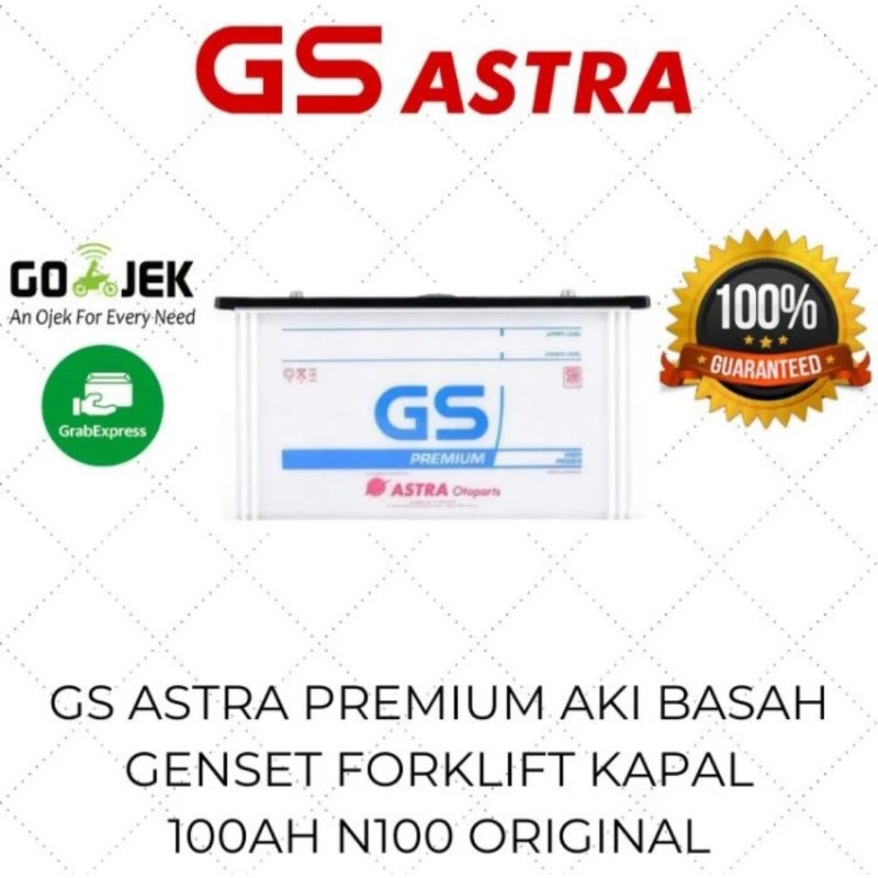 GS ASTRA PREMIUM ORIGINAL AKI BASAH MOBIL GENSET KAPAL 100AH N100