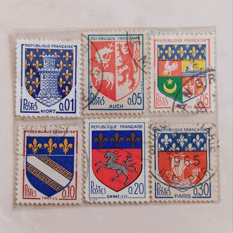 

(AG) Perangko Perancis 1960 - 1972 Coat of Arms Set 6 pcs Used