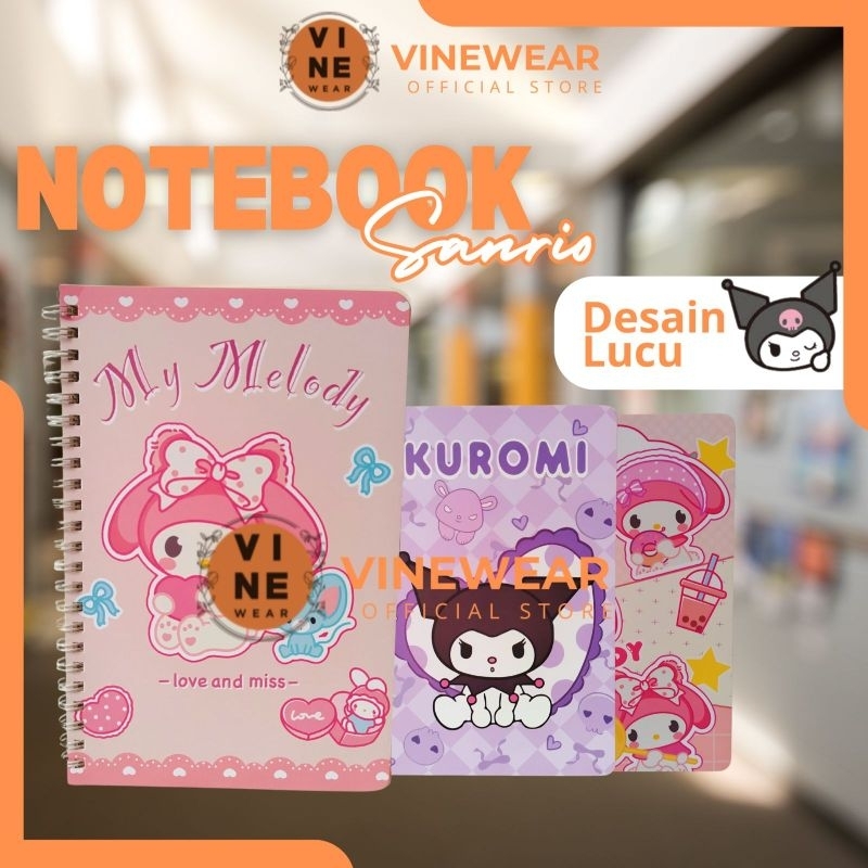 

Buku Tulis Notebook Sanrio Ukuran A5 Kuromi Cinnamoroll