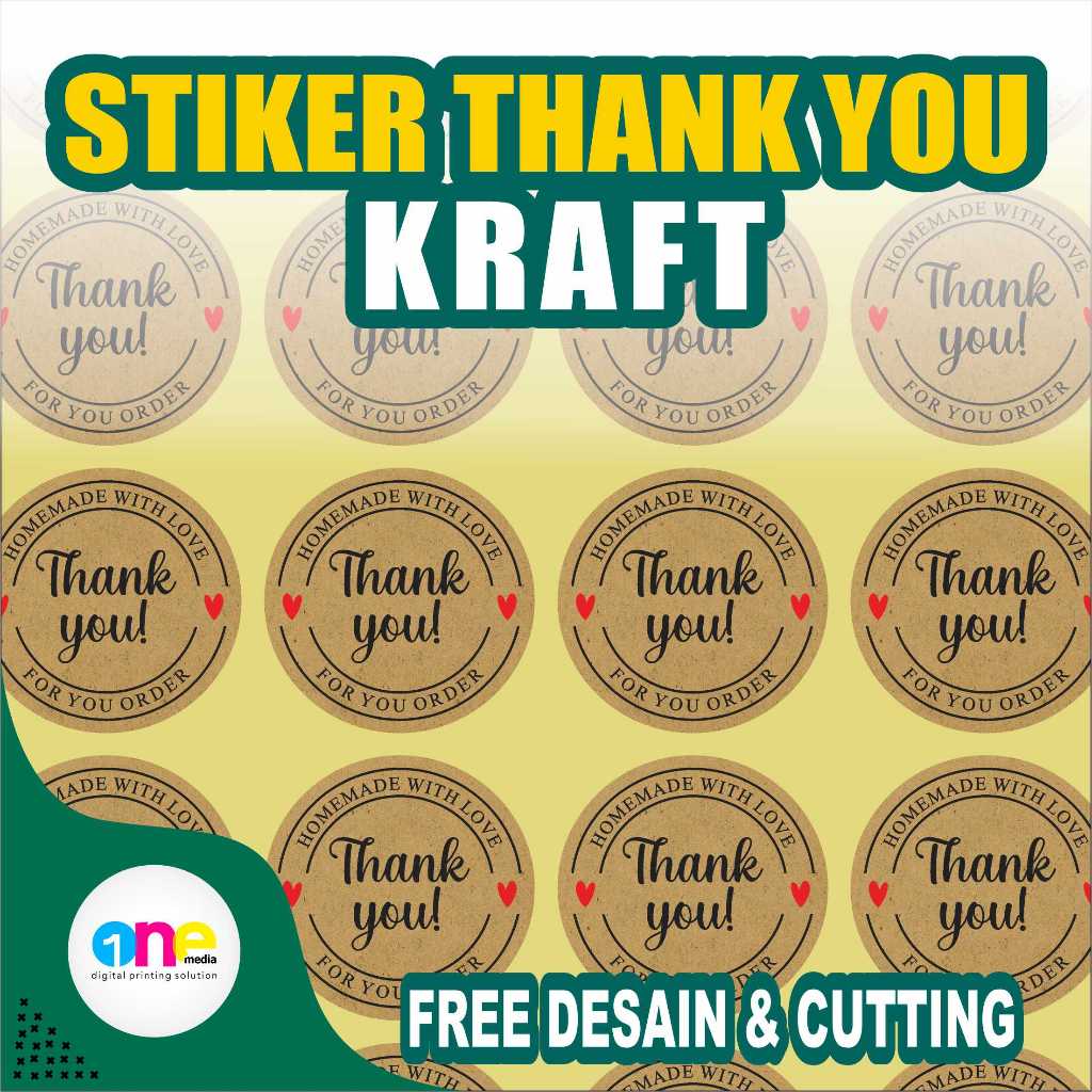 

Stiker Label THANK YOU Kraft buat Kemasan / Packaging Cutting