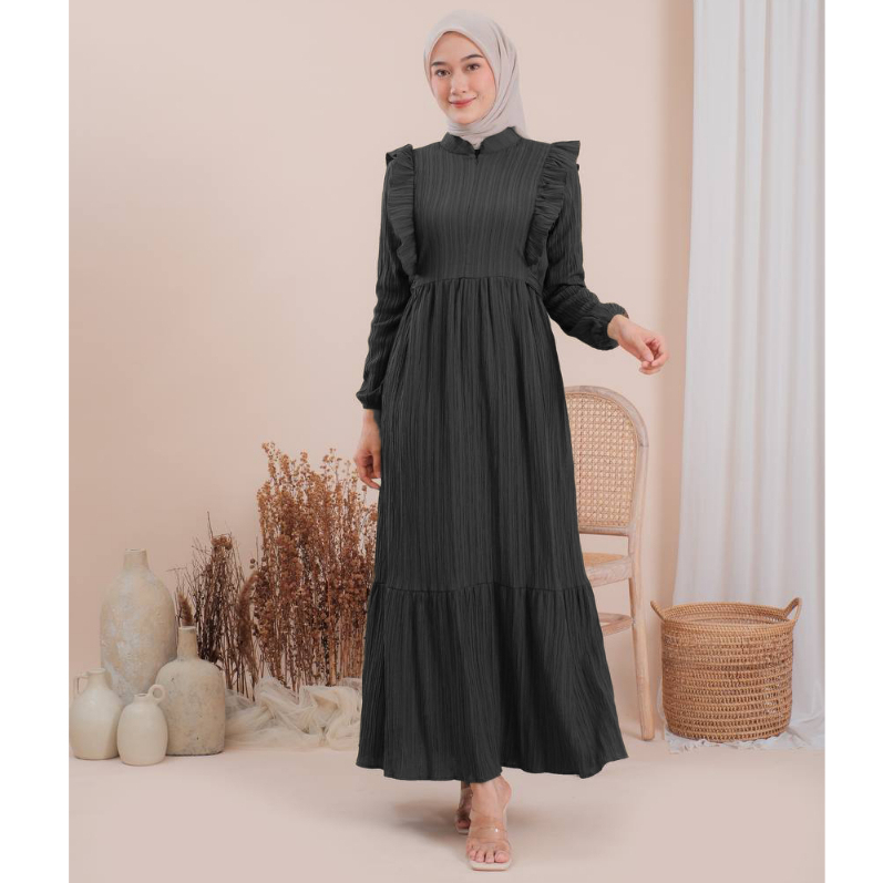 Letisa Dress Wanita Kekinian Baju Gamis Dewasa Terbaru Bahan Ladycrush Premium-6