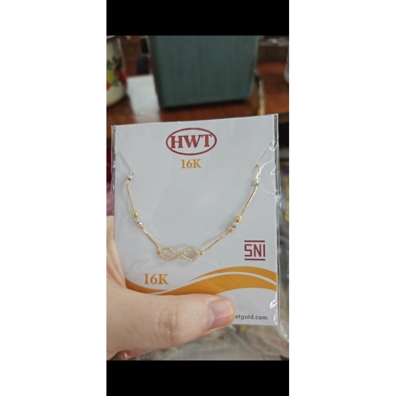 Gelang serut infinity adjustable 700 70% 3gram 3 gram simple casual emas asli hwt