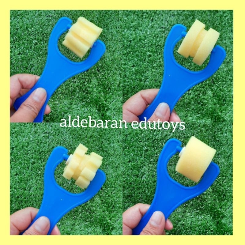 4 PCS KUAS LUKIS SPONS DENGAN GAGANG / KUAS LUKIS ANAK