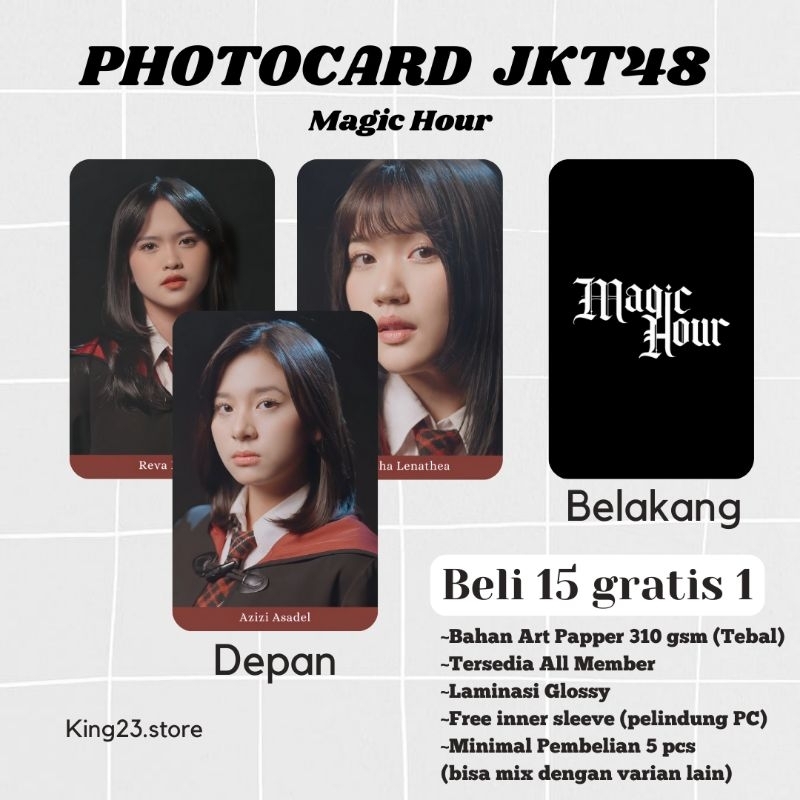 Photocard JKT48 PC JKT48 Unofficial/Fanmade Edisi Magic Hour,Zee, Marsha,Adel,Gracia,Feni,Gita, Kathrina,Muthe,Jessi, Christy,Freya,Fiony
