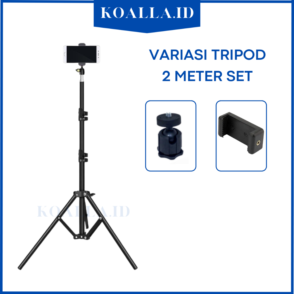 Tripod Handphone Kamera 2 Meter Besi Plus Mini Ball Head Free Holder Hp Free Remote Bluetooth-TRIPOD 2M SET