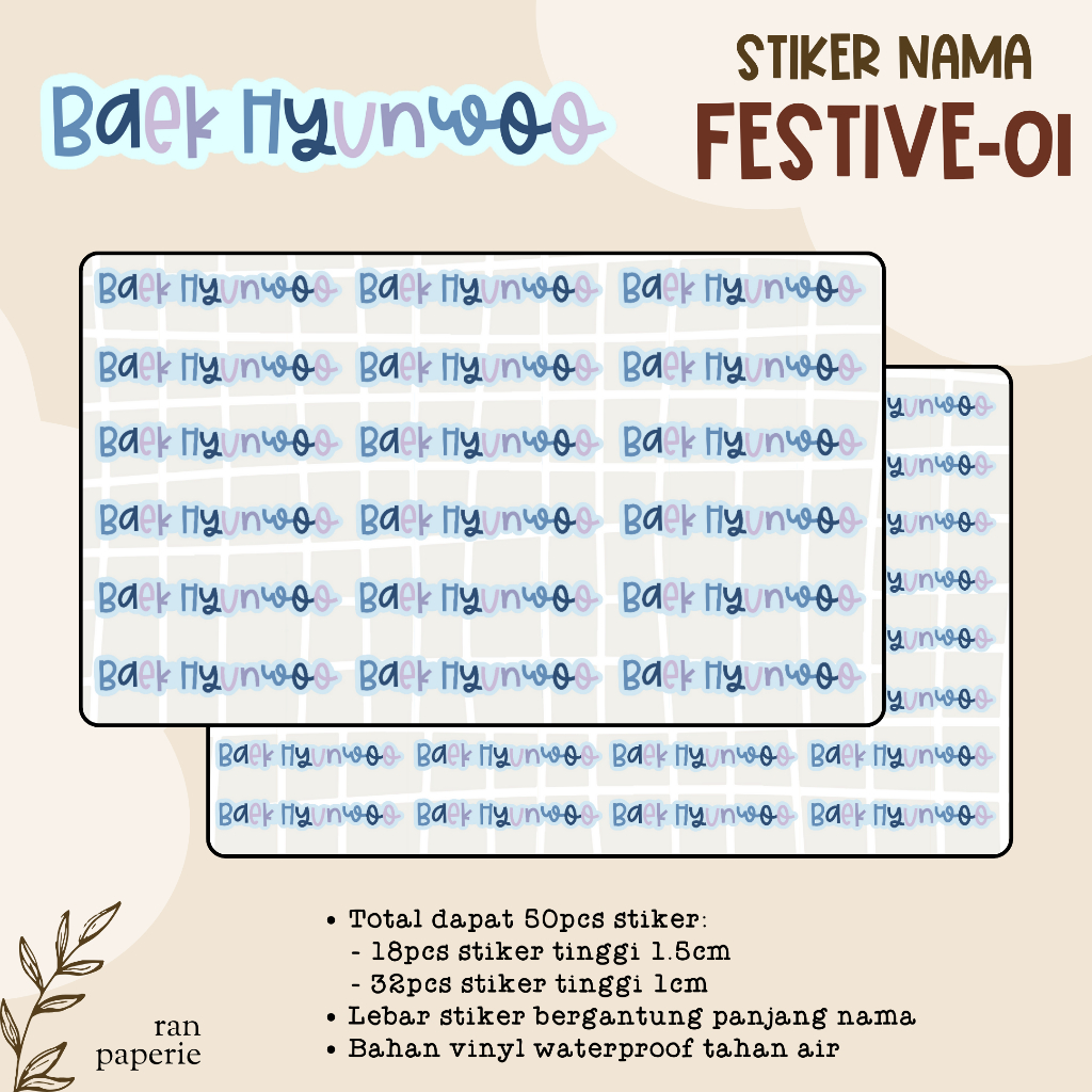 

Stiker Nama FESTIVE-01 Anti Air Waterproof Label Nama Sekolah Sticker Book