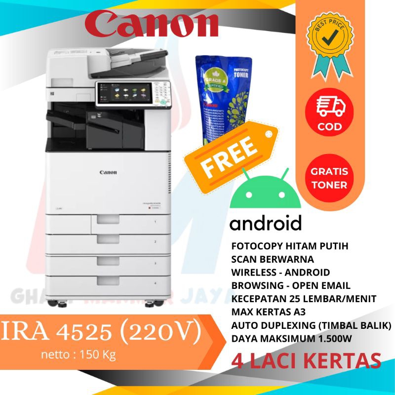 Mesin Fotocopy Canon Rekondisi Import Eropa Type 4525