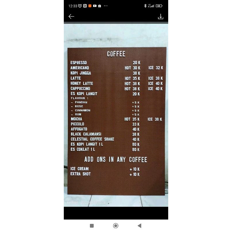 

Papan Menu 83x86Cm.
