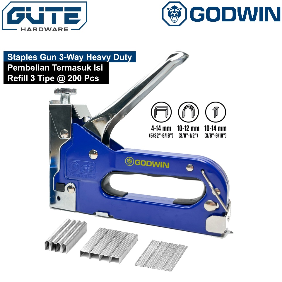 

KODE E37N GUTE Staples Gun Tembak 3 in 1 HEAVY DUTY Refill 2 Pcs GODWIN