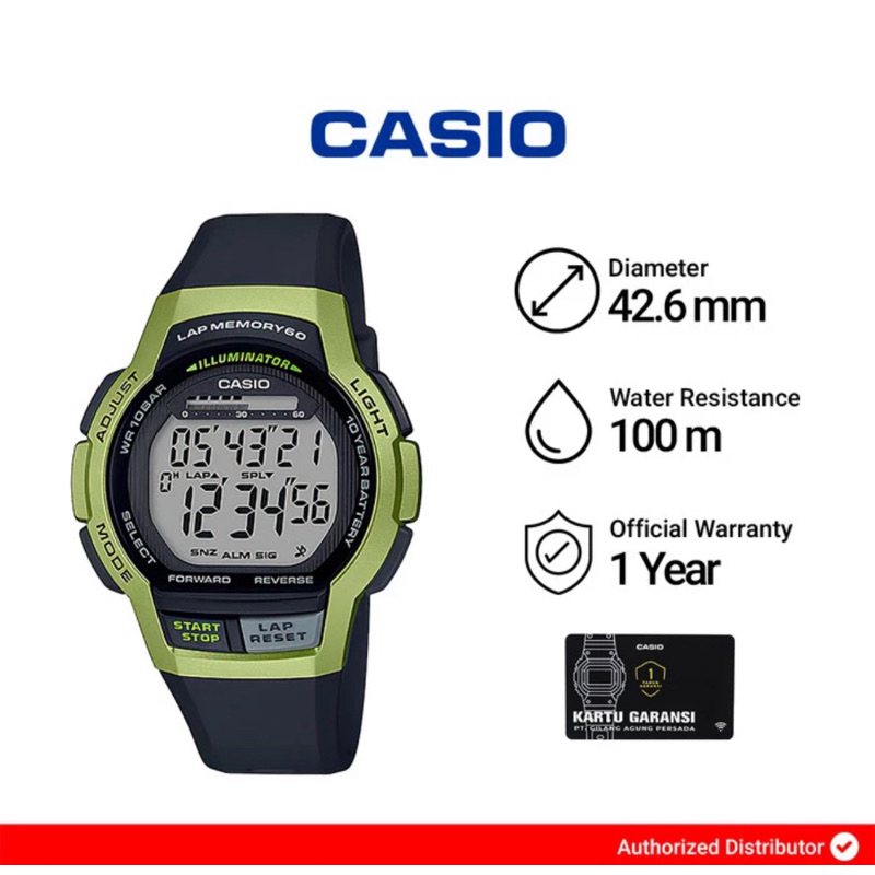 Jam Tangan Pria Casio WS-1000H-3AVDF / WS-1000H-3A Original