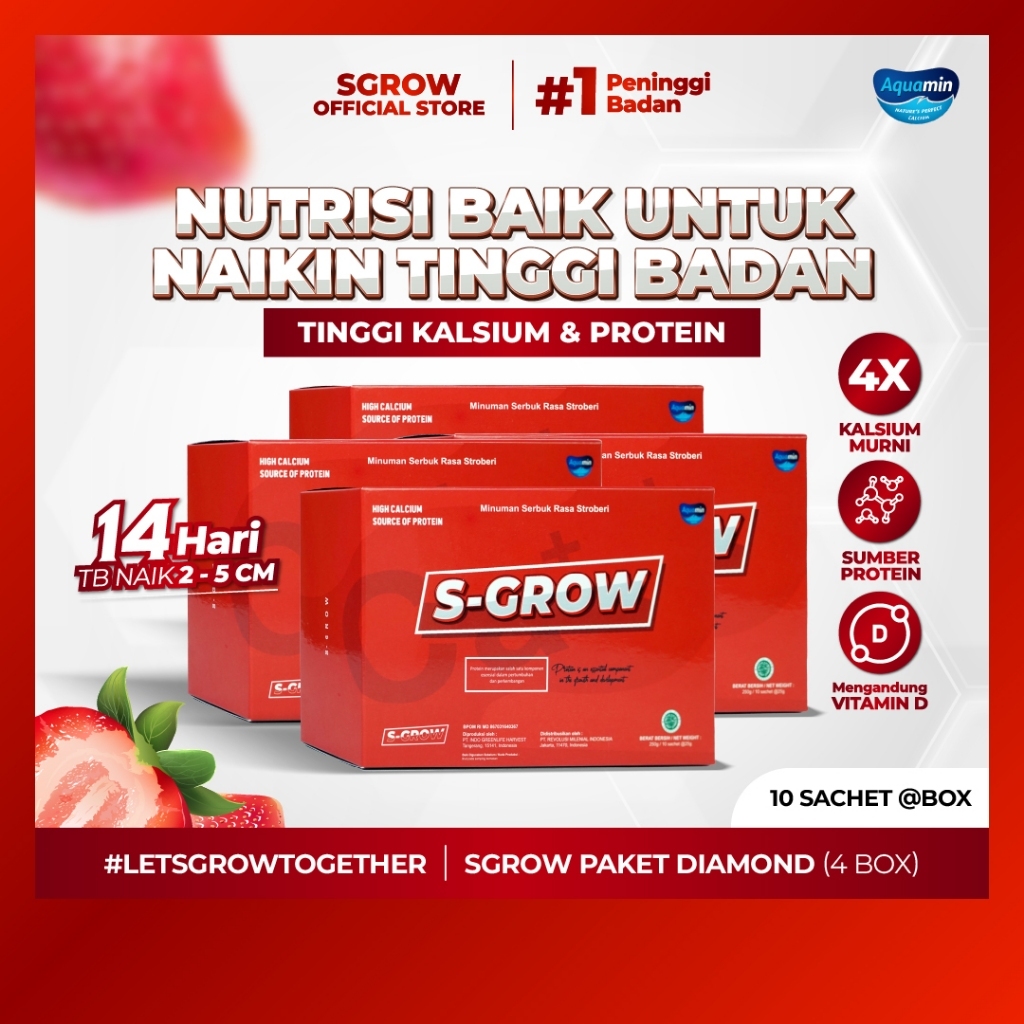 

S-GROW Susu Peninggi Badan Terbaik - 4 BOX (Free Skipping / Tumbler )