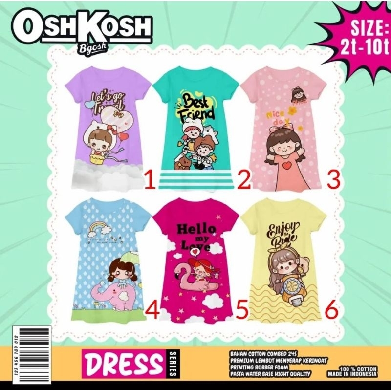 2-10T (2-7th) Daily Dress Baju Daster Harian Anak Perempuan Cewek Cewe
