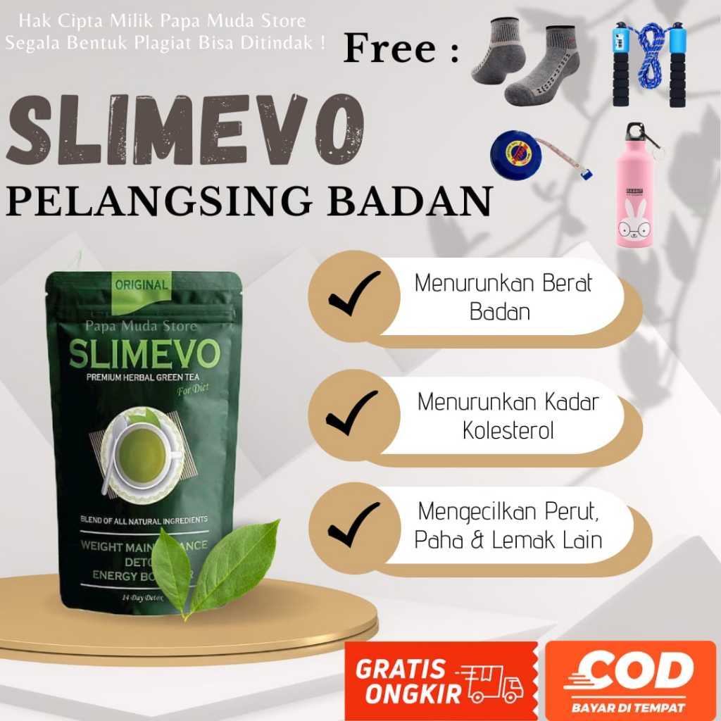 SLIMEVO pelangsing badan teh pelangsing teh hijau teh herbal pelangsing badan herbal