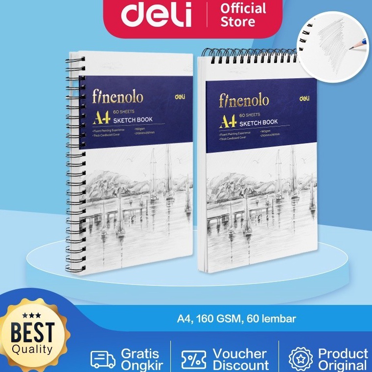 

Deli Sketch Book Buku Gambar Sketsa A4 16GSM 6 Lembar EC27X ART R7P2