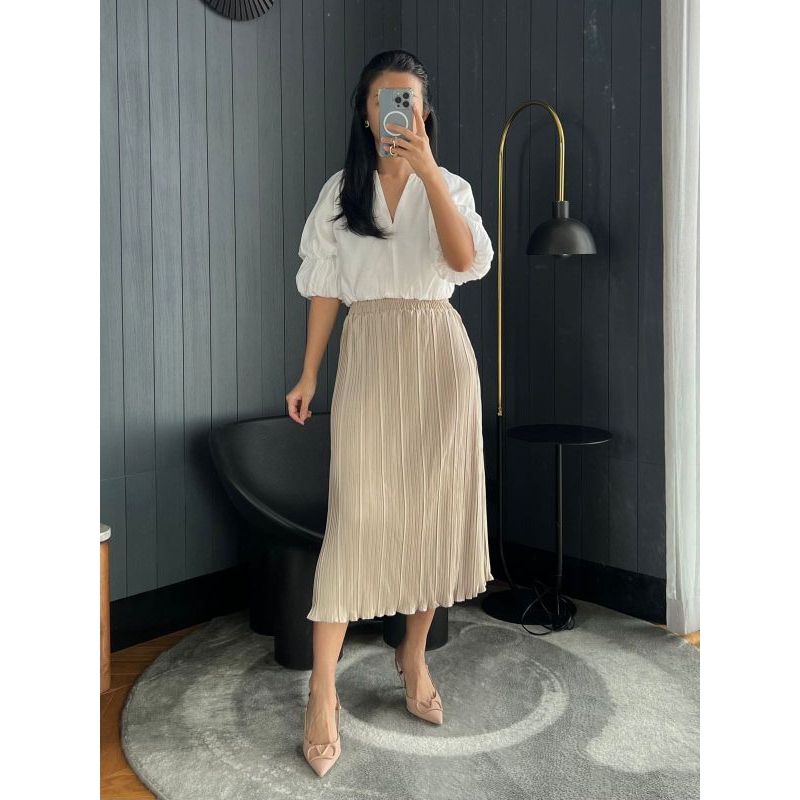 ROK PLISKET MIDI CENTI WAVY / ROK PAYUNG MIDI / ROK PLISKET PAYUNG MIDI CENTI WAVY / KODE 037