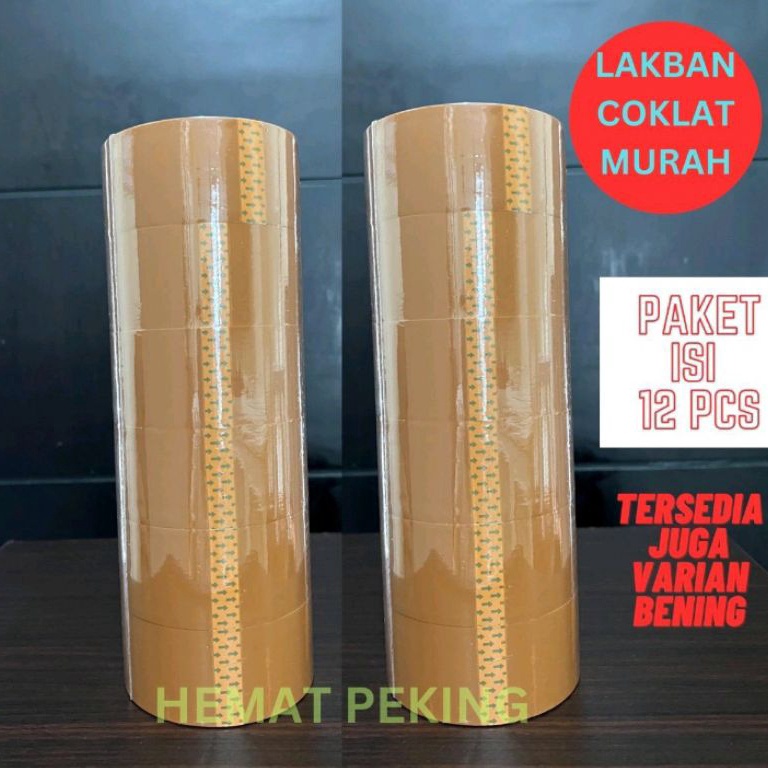 

KODE L14S Lakban Packing Rekat isi 12 pcs Bening Coklat 45 mm x 9 Y Packing Murah