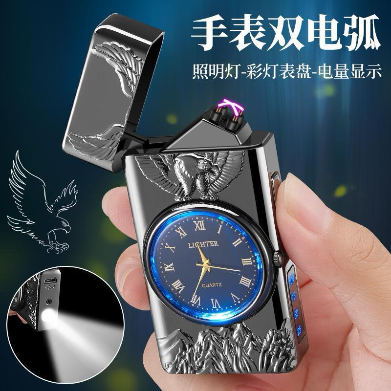 Korek Api elektrik USB plasma Carger Di sertai senter & Jam asli Anti air& Angin