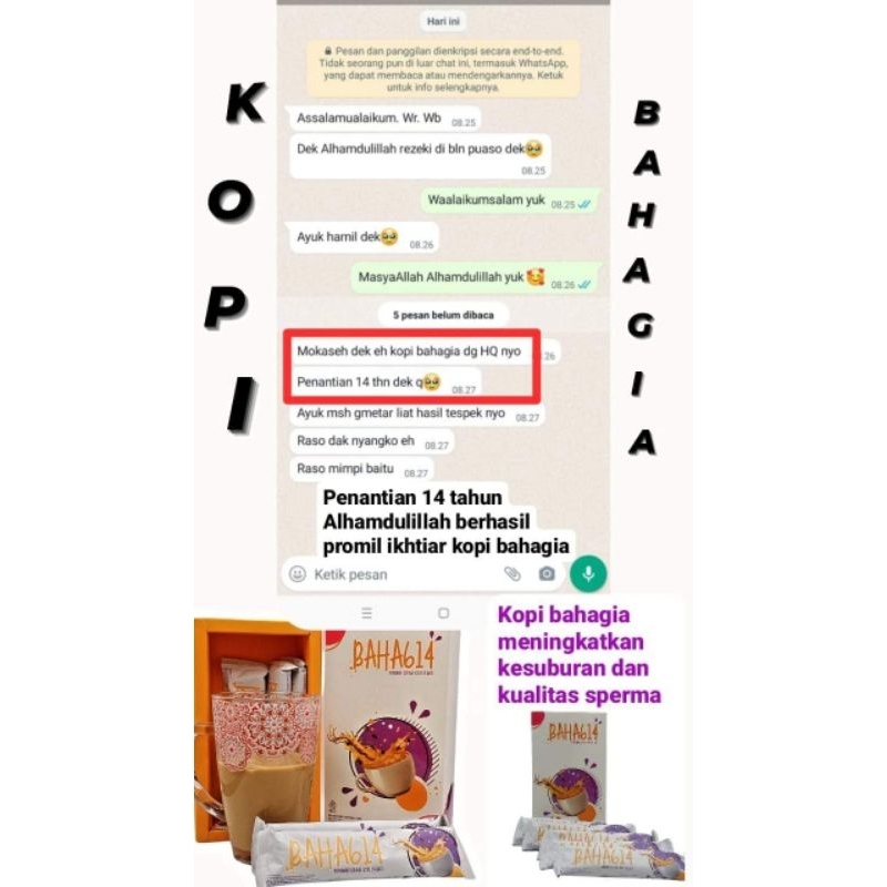 

Persachet Kopi Baha614 Harga Rp 44.000/sachet Isi : 5 sachet
