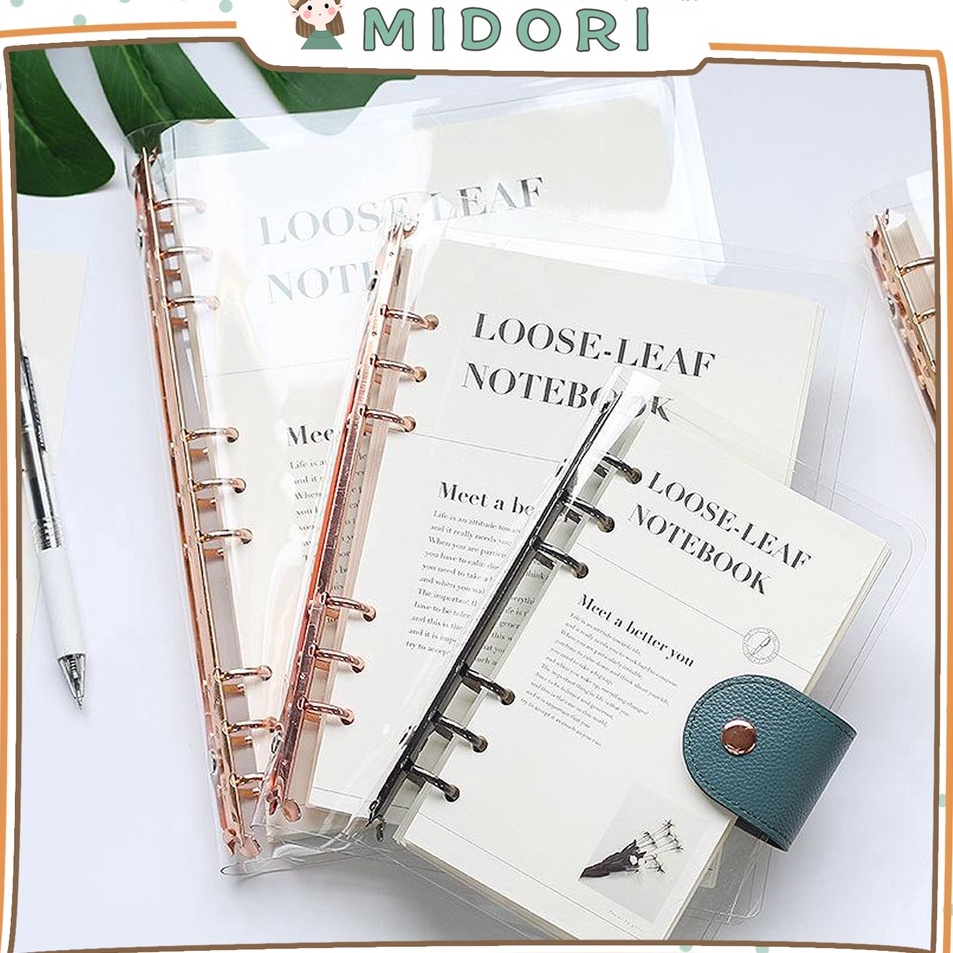

Diminati MIDORI Elegant Binder A5 Binder A6 Transparan Binder with Clip Note Book Loose Leaf Rose Gold Binder E36
