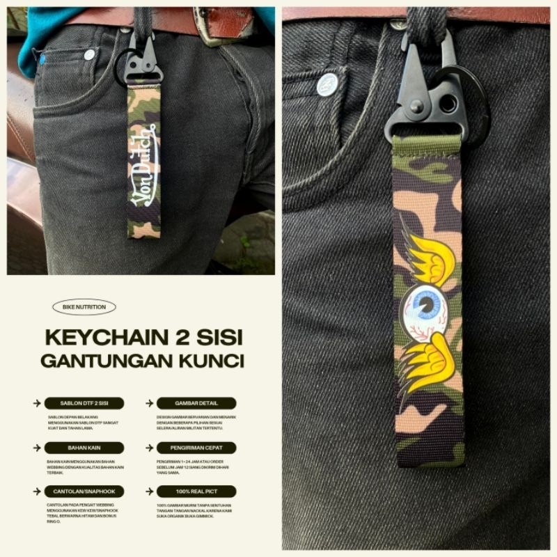 GANTUNGAN KUNCI VONDUTCH KEYCHAIN VON DUTCH KEYCHAIN IPONE SPEEDHUNTER DICKIES BAHAN WEBBING BIKIN K
