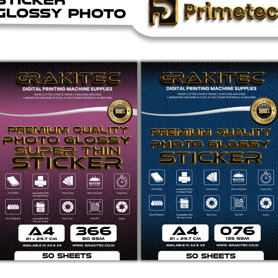 

Paket Diskon Sticker Photo Paper Ultra Thin A4 Isi 5 Lembar Kertas Foto Sticker Glossy Premium 135 atau 8 GSM Primetec