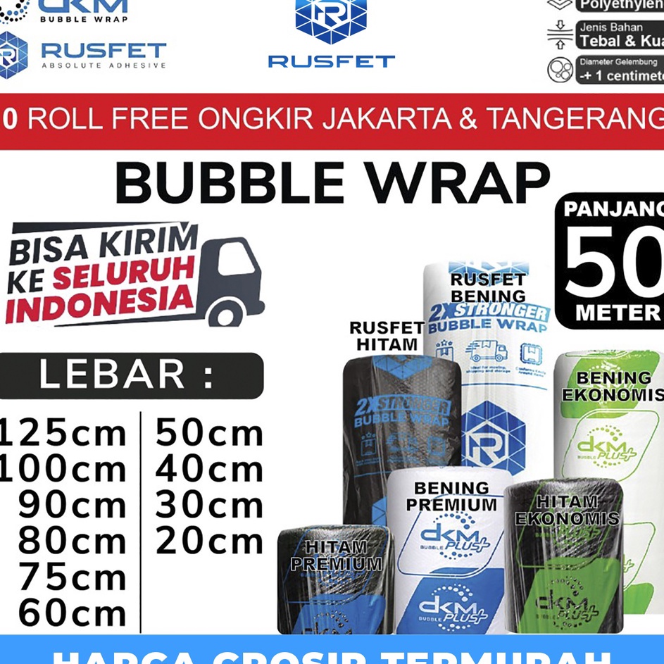 

Diskon Surprise Plastik Bubble Wrap Packing 5M RUSFET DKM TEBAL Bubblewrap ROLL