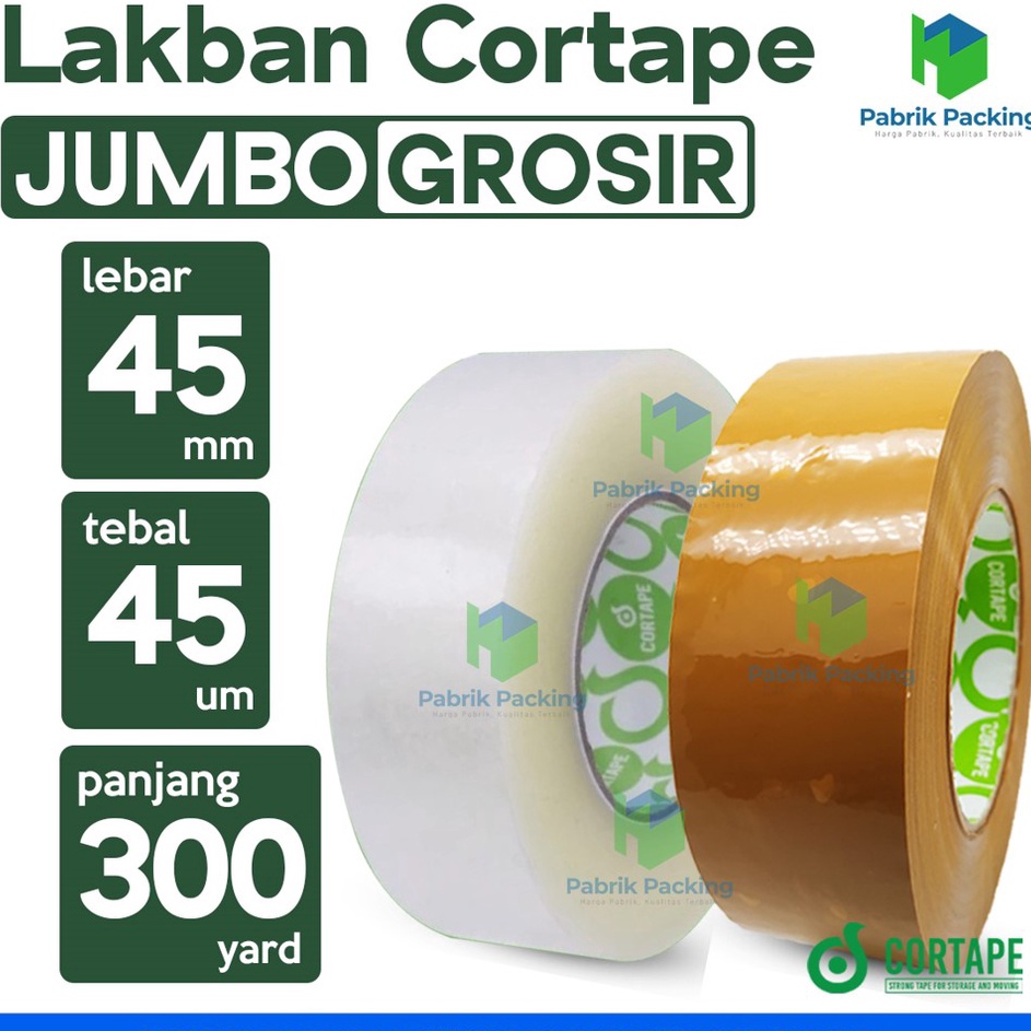 

Super Hadiah Lakban Isolasi Cortape Ukuran 45mm x 3 Meter Satuan Jumbo