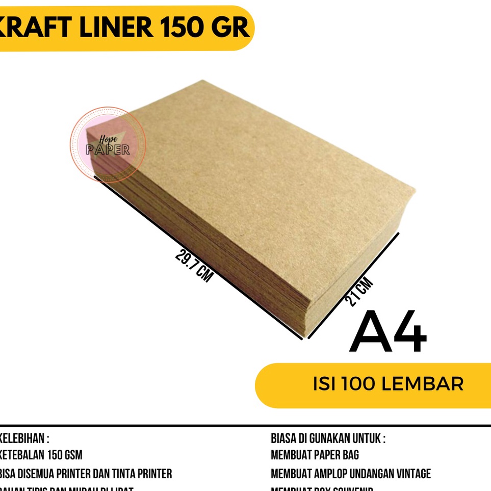 

Super Bahan Kertas Kraft A4 Liner 15 gsm isi 1 lembar Kertas Kraft Liner A4 15 gsm