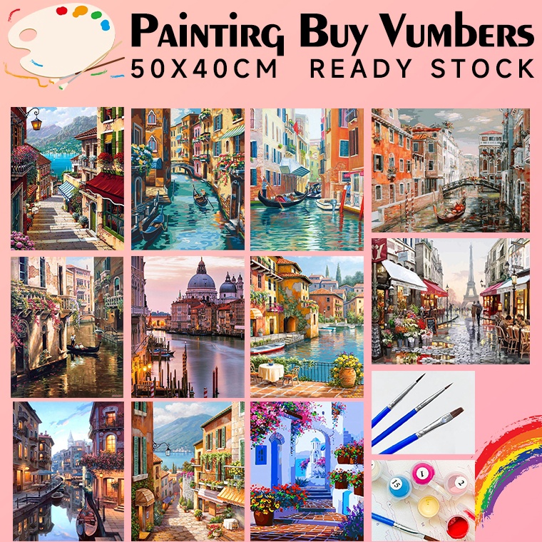 

KODE F17S 45CM Oil Painting by number Venice Night Scene Series Handmade Hanging Painting Paint By Number 5x4cm PAINTING BY NUMBER DIY