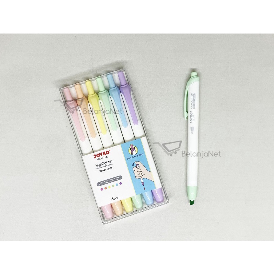 

KODE J6H3 Highlighter Penanda Berwarna Joyko HL776 Pastel Color 1 Set 6 Pcs