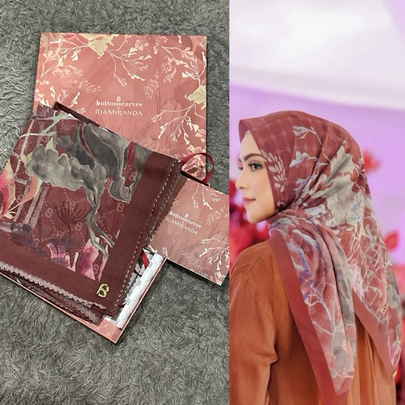 ❌SOLD❌ PRELOVED SCARF BUTTONSCARVES X RIAMIRANDA XANADU CHERRY