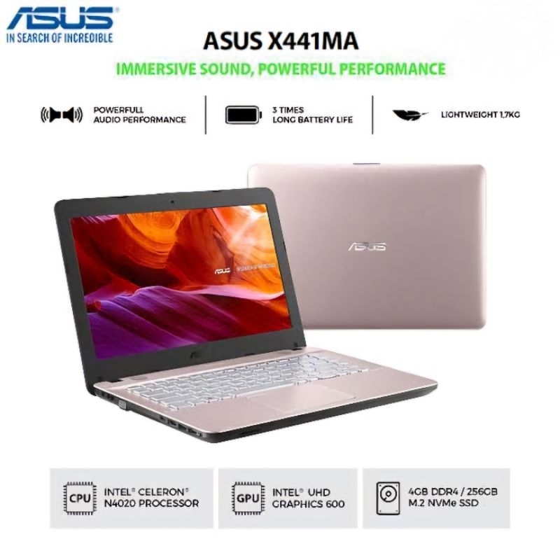 LAPTOP NEW ASUS X441M X441B N4000 N4020 RAM 4GB SSD 256GB WINDOWS 10 GARANSI