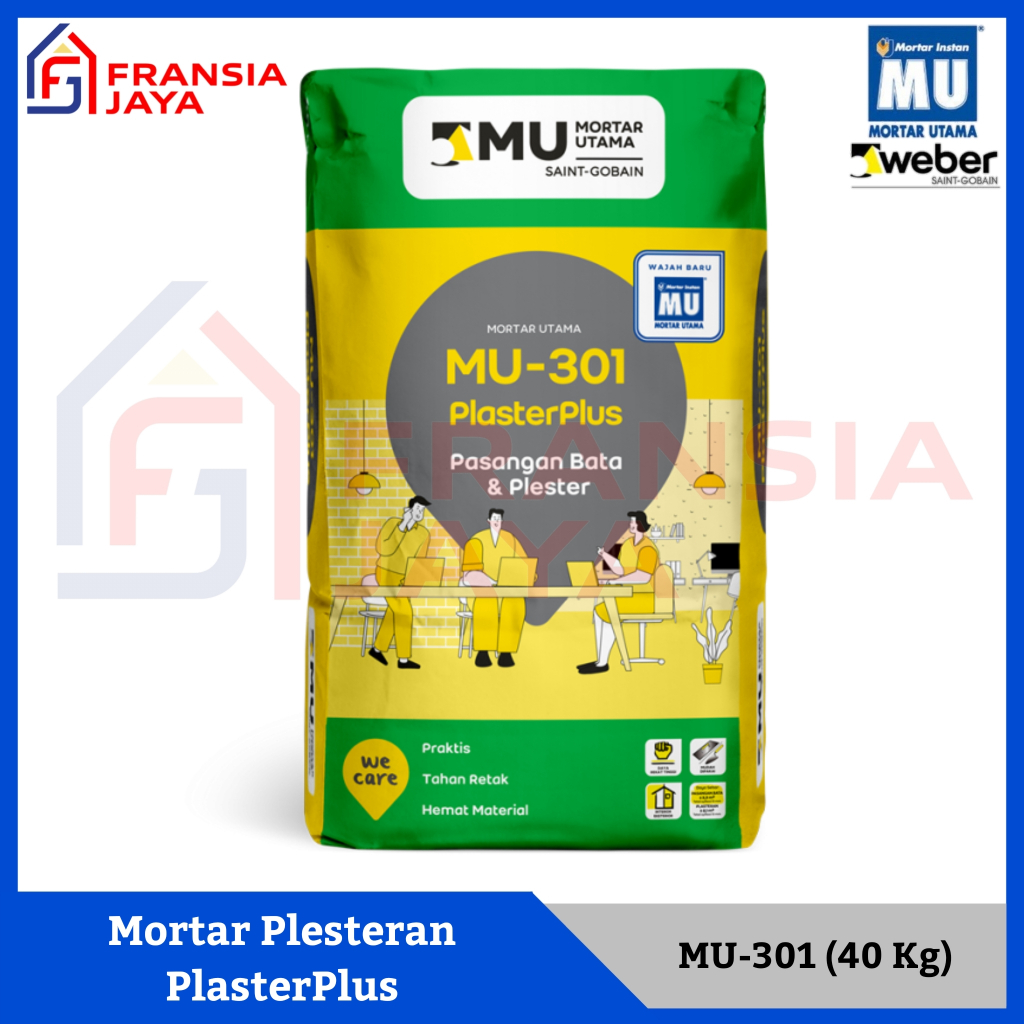 MU-301 MU301 Mortar Plesteran Beton PlasterPlus 40 kg Mortar Utama