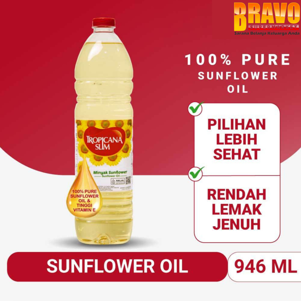 

Bravo Bojonegoro - Tropicana Slim Minyak Sunflower 946ml - 100% Pure Sunflower Oil