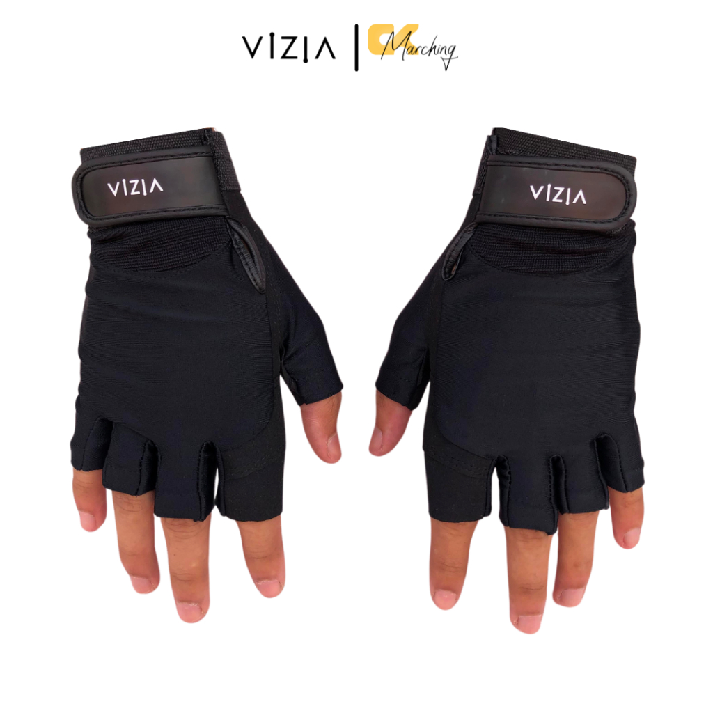 Vizia Gloves Half Finger Suede for Color Guard - Black