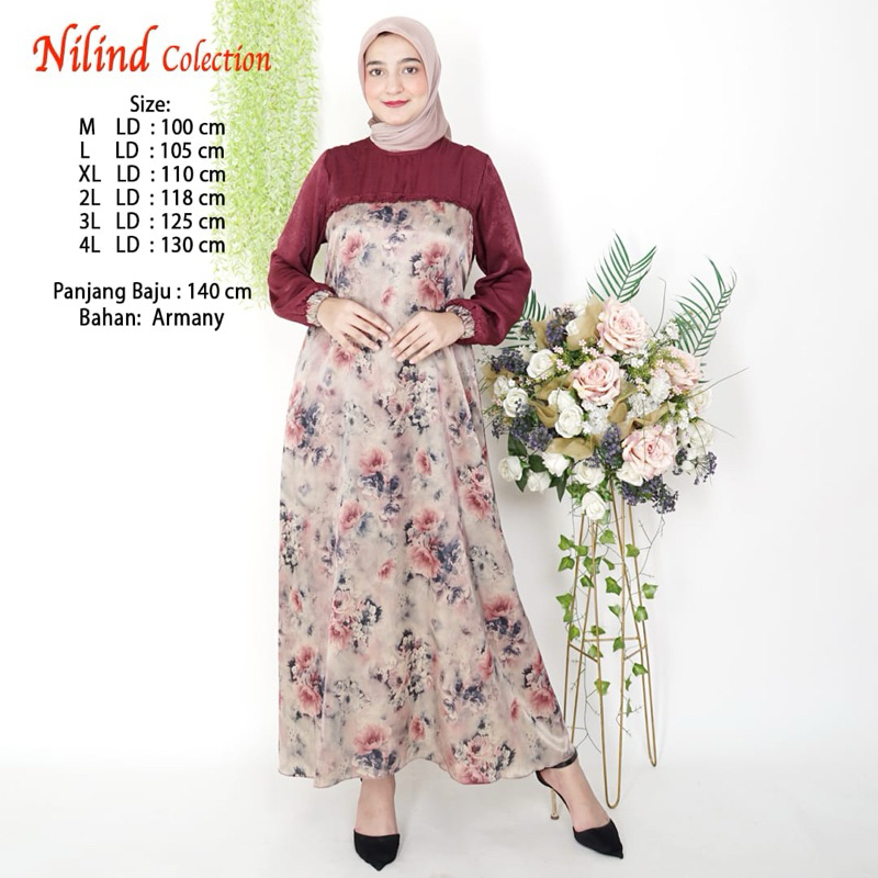 Gamis Armani Silk | Gamis Kombinasi Armani dan Santorini