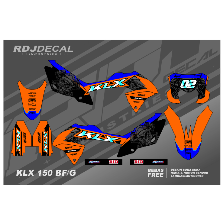 DECAL STIKER KLX BF (007) DEKAL STICKER KLX 150 G/NEW/SE EXTREME FULLBODY 2016 2017 2018 2019 2020 2