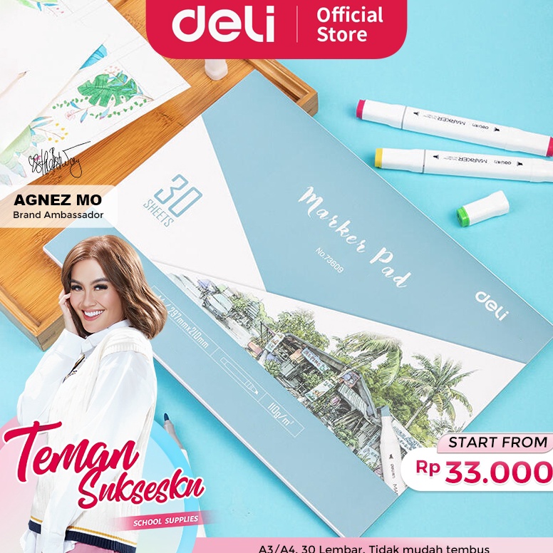 

KODE A4R2 Deli Marker Pad Drawing Paper Sketchbook Buku Gambar Untuk Spidol Warna 3 Lembar 7369 7361